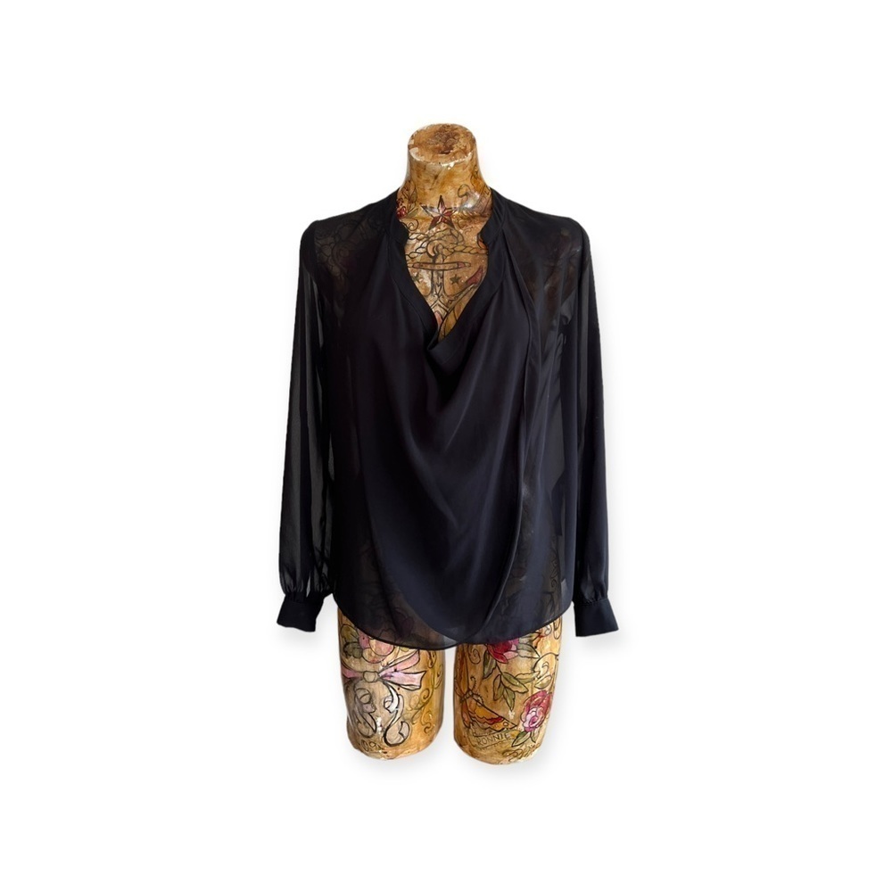 Asos blouse top black sheer long sleeve Size 4 small